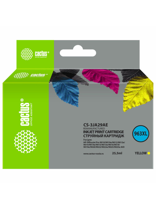 Картридж струйный CACTUS (CS-3JA29AE) для HP OfficeJet Pro 9010/9010e/9012/9014, желтый