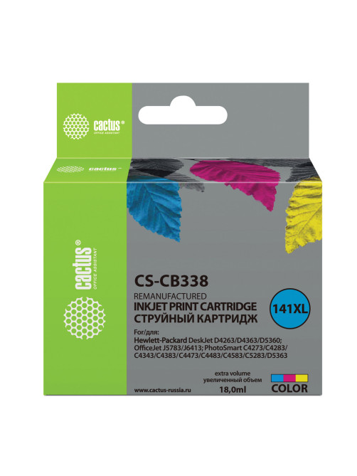 Картридж струйный CACTUS (CS-CB338) для HP OfficeJet J5700/Deskjet D4200, цветной