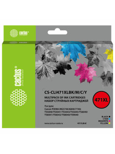 Картридж струйный CACTUS (CS-CLI471XLBK/M/C/Y) для Canon TS5040/MG5740/MG6840/MG7740, цветной, CS-CLI471XLBMCY