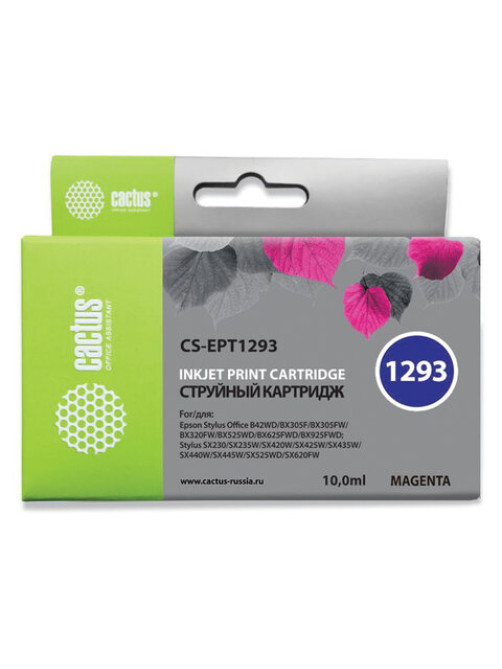 Картридж струйный CACTUS (CS-EPT1293) для EPSON Stylus B42WD/BX305W/BX625WD, пурпурный