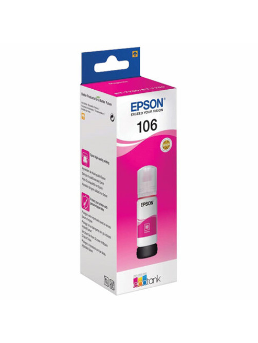 Чернила EPSON 106 (C13T00R340) для СНПЧ L7160/L7180, пурпурные, ОРИГИНАЛЬНЫЕ