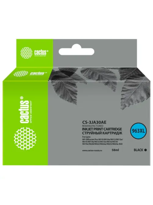 Картридж струйный CACTUS (CS-3JA30AE) для HP OfficeJet Pro 9010/9010e/9012/9014, черный