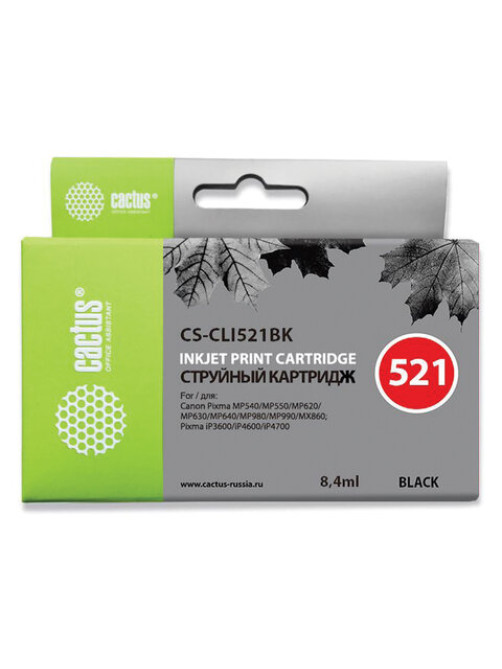 Картридж струйный CACTUS (CS-CLI521BK) для CANON Pixma MP540/630/980, черный фото