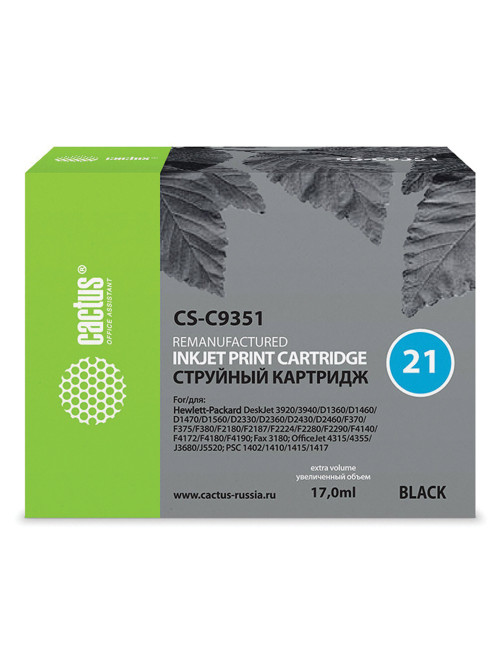 Картридж струйный CACTUS (CS-C9351) для HP Deskjet 3920/3940/officeJet4315, черный