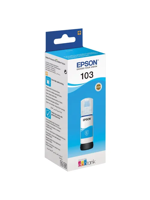 Чернила EPSON 103 (C13T00S24A) для СНПЧ EPSON L3100/L3101/L3110/L3150/L3151/L1110, голубые, ОРИГИНАЛЬНЫЕ