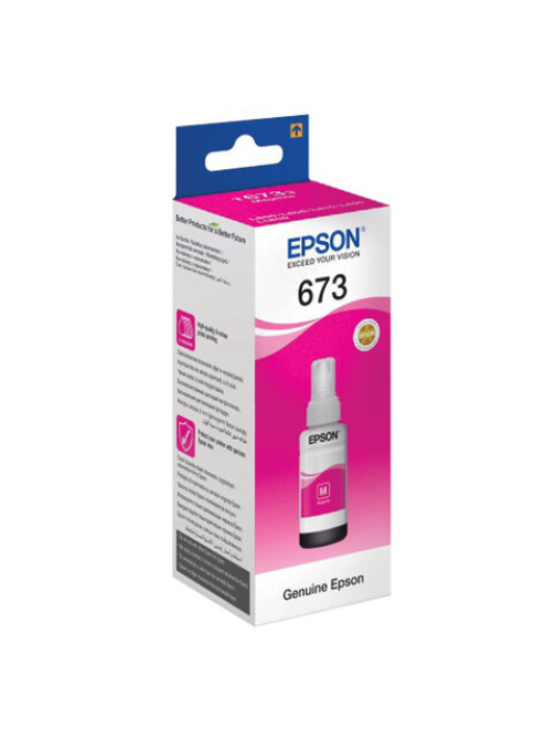 Чернила EPSON 673 (T6733) для СНПЧ Epson L800/L805/L810/L850/L1800, пурпурные, ОРИГИНАЛЬНЫЕ, C13T67334A/398