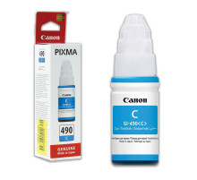 Чернила CANON (GI-490С) для СНПЧ Pixma G1400\G2400\G3400, голубые, ресурс 7000 стр., оригинальные, 0664C001