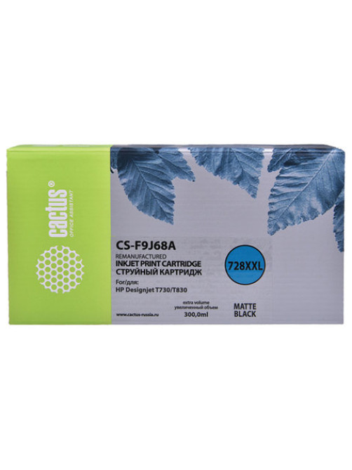Картридж струйный CACTUS (CS-F9J68A) для HP DesignJet T730/T830, черный матовый