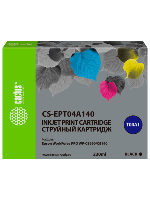 Картридж струйный CACTUS (CS-EPT04A140) для Epson WorkForce Pro WF-C8190 / WF-C8690, черный, 230 мл