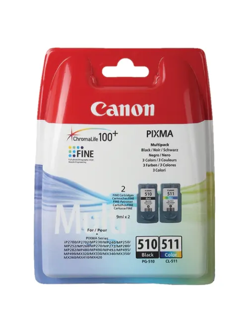 Картридж струйный CANON (PG-510/CL-511) PIXMA MP240/250/260/MX320, оригинальный КОМПЛЕКТ 2 цвета, 264 страницы, 2970B010