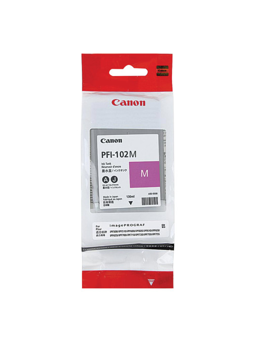 Картридж струйный CANON (PFI-102M) iPF500/510/F600/605/610/650/655/700/710/720, пурпурный, оригинальный, 130 мл, 0897B001