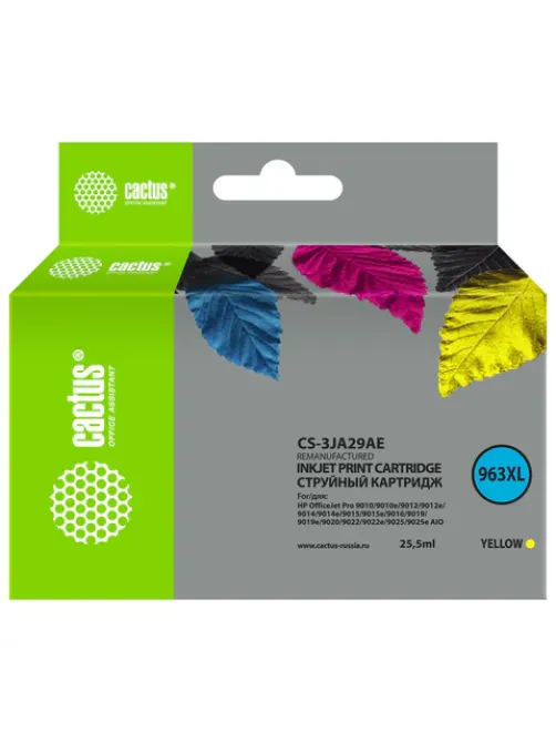 Картридж струйный CACTUS (CS-3JA29AE) для HP OfficeJet Pro 9010/9010e/9012/9014, желтый
