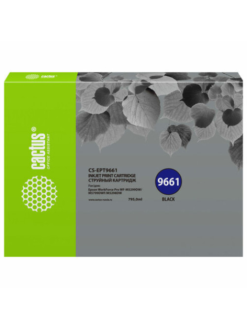 Картридж струйный CACTUS (CS-EPT9661) для Epson WorkForce Pro WF-M5299DW/M5799D, черный