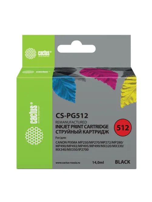 Картридж струйный CACTUS (CS-PG512) для CANON Pixma MP240, черный