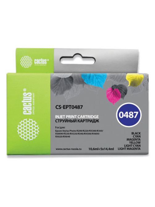Картридж струйный CACTUS (CS-EPT0487) для EPSON Stylus Photo R200/210/220/230, комплект 6 цветов