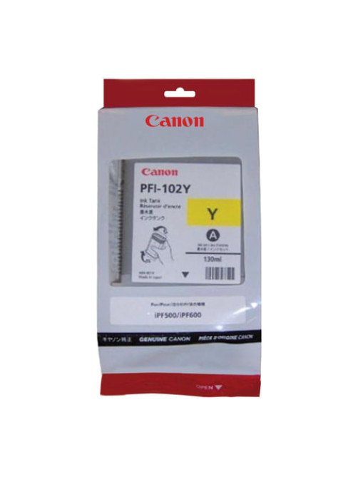 Картридж струйный CANON (PFI-102Y) iPF500/510/F600/605/610/650/655/700/710/720, желтый, оригинальный, 130 мл, 0898B001
