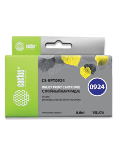 Картридж струйный CACTUS (CS-EPT0924) для EPSON Stylus C91/CX4300/T26/T27/TX106, желтый