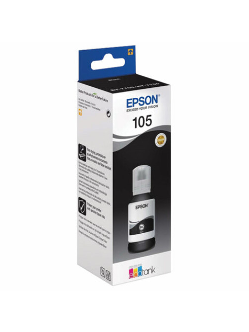 Чернила EPSON 105 (C13T00Q140) для СНПЧ L7160/L7180, черные пигментные, ОРИГИНАЛЬНЫЕ