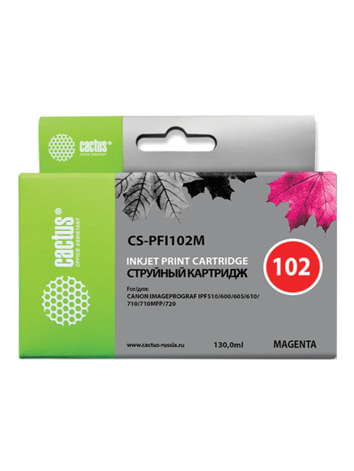Картридж струйный CACTUS (CS-PFI102M) для CANON iPF500/510/F600/605/650/700, пурпурный
