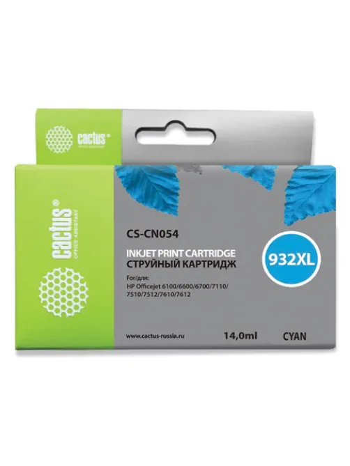 Картридж струйный CACTUS (CS-CN054) для HP OfficeJet 6100/6600/6700, голубой