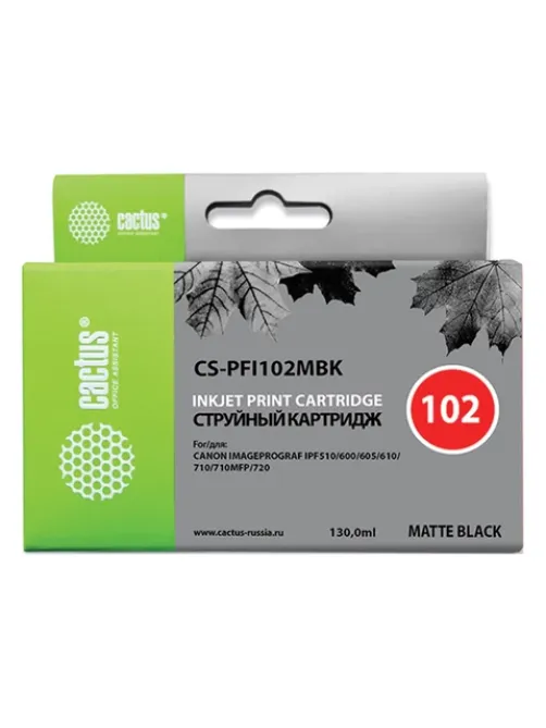 Картридж струйный CACTUS (CS-PFI102MBK) для CANON iPF500/510/F600/605/650/700, матовый черный