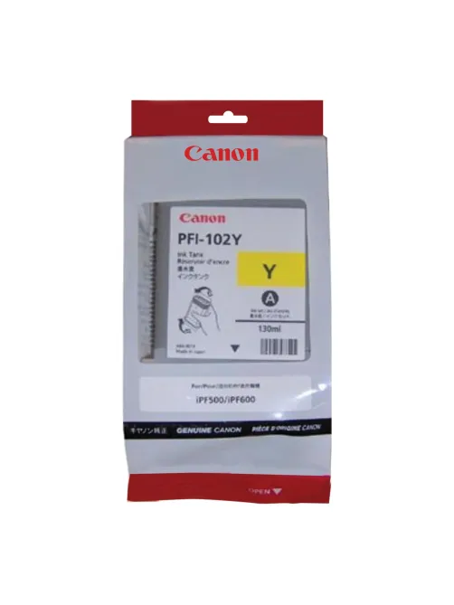Картридж струйный CANON (PFI-102Y) iPF500/510/F600/605/610/650/655/700/710/720, желтый, оригинальный, 130 мл, 0898B001