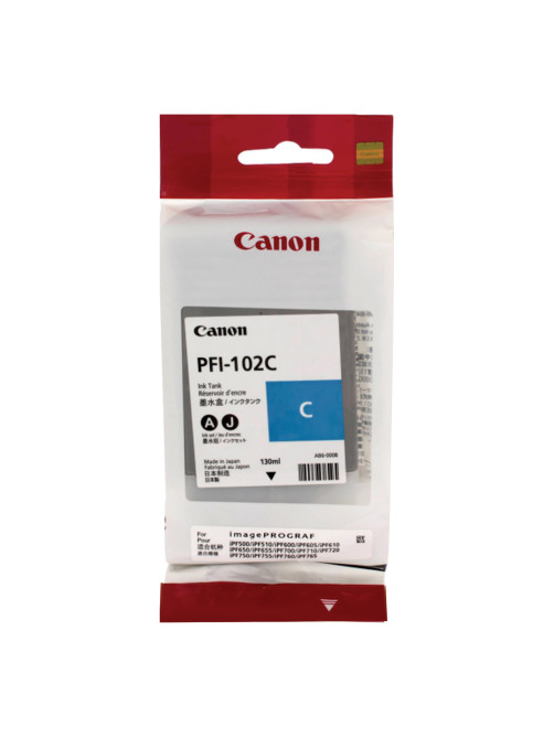 Картридж струйный CANON (PFI-102C) iPF500/510/F600/605/610/650/655/700/710/720, голубой, оригинальный, 130 мл, 0896B001
