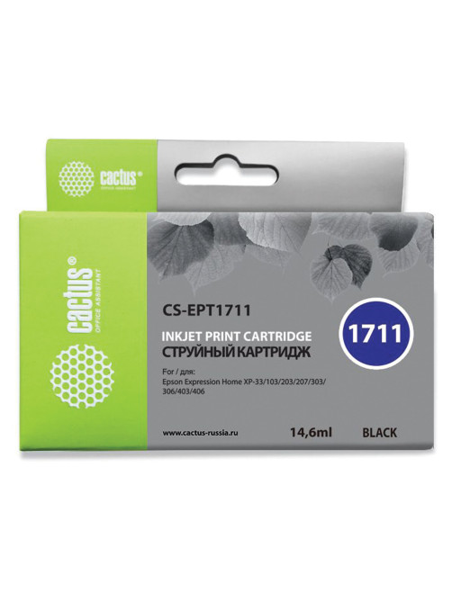 Картридж струйный CACTUS (CS-EPT1711) для EPSON Expression Home XP-33/103/203/207/303, черный