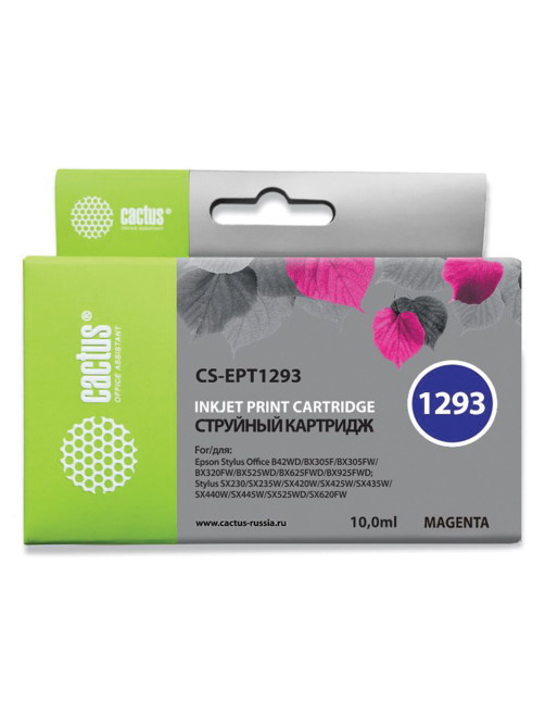 Картридж струйный CACTUS (CS-EPT1293) для EPSON Stylus B42WD/BX305W/BX625WD, пурпурный