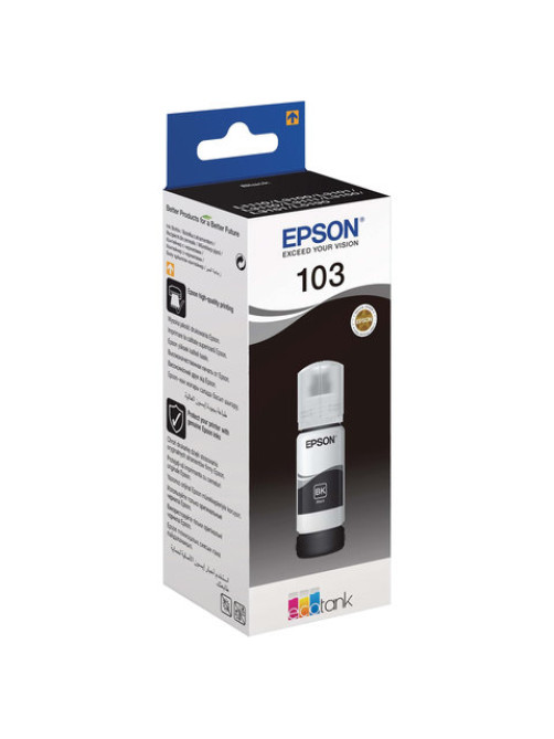 Чернила EPSON 103 (C13T00S14A) для СНПЧ EPSON L3100/L3101/L3110/L3150/L3151/L1110, черные, ОРИГИНАЛЬНЫЕ