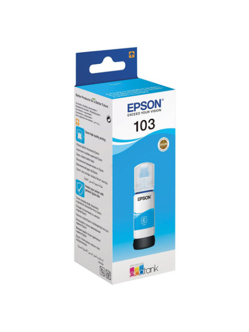 Чернила EPSON 103 (C13T00S24A) для СНПЧ EPSON L3100/L3101/L3110/L3150/L3151/L1110, голубые, ОРИГИНАЛЬНЫЕ