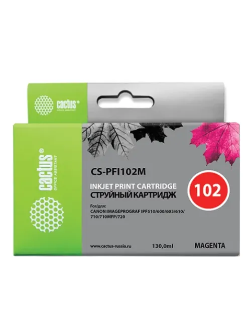 Картридж струйный CACTUS (CS-PFI102M) для CANON iPF500/510/F600/605/650/700, пурпурный