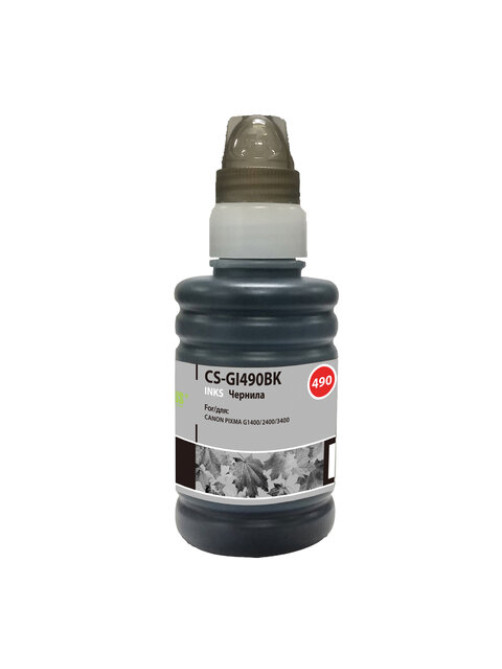 Чернила CACTUS (CS-GI490BK) для СНПЧ CANON Pixma G1400/G2400/G3400, черные, 0,1 л