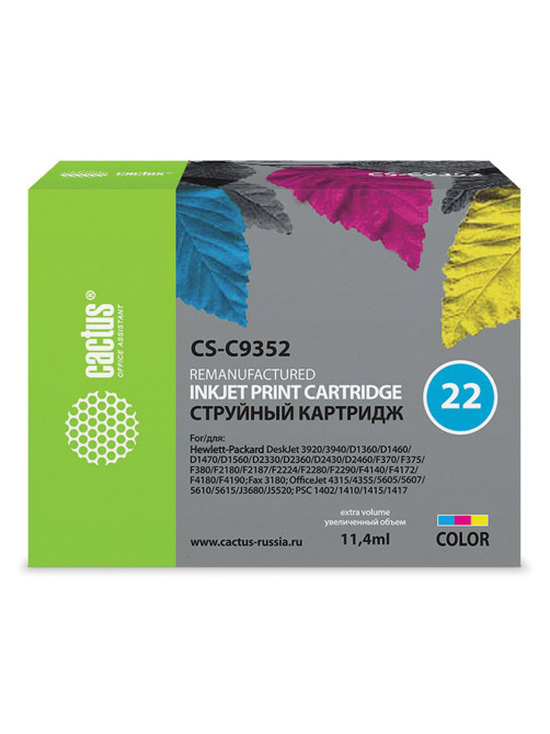 Картридж струйный CACTUS (CS-C9352) для HP Deskjet F2280/Officejet J3680, цветной