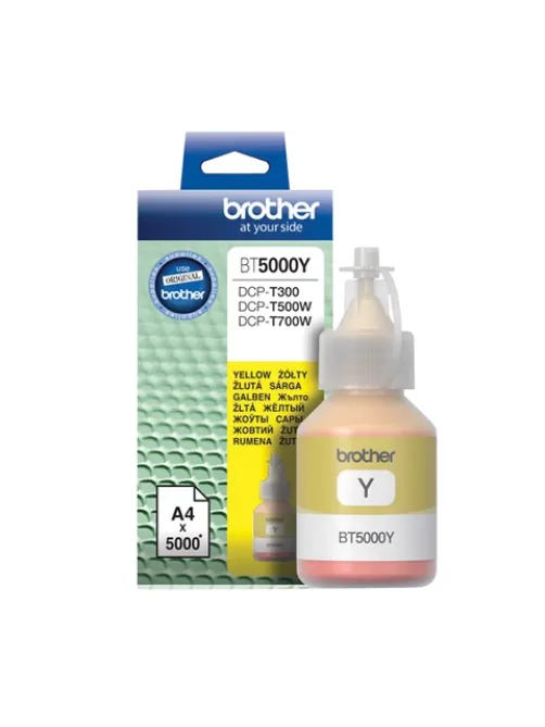 Чернила BROTHER (BT5000Y) для СНПЧ Brother DCP-T310/T510W\T710W, желтые, оригинальные, ресурс 5000 страниц