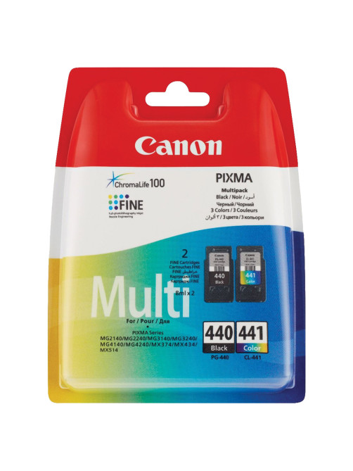 Картридж струйный CANON (PG-440/CL-441) PIXMA MG2140/MG3140, оригинальный КОМПЛЕКТ 2 цвета, 180 страниц, 5219B005