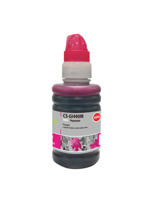 Чернила CACTUS (CS-GI490M) для СНПЧ CANON Pixma G1400/G2400/G3400, пурпурные, 0,1 л