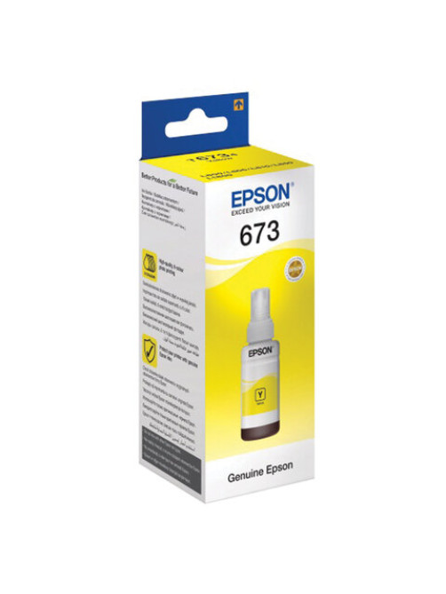 Чернила EPSON 673 (T6734) для СНПЧ Epson L800/L805/L810/L850/L1800, желтые, ОРИГИНАЛЬНЫЕ, C13T67344A/498