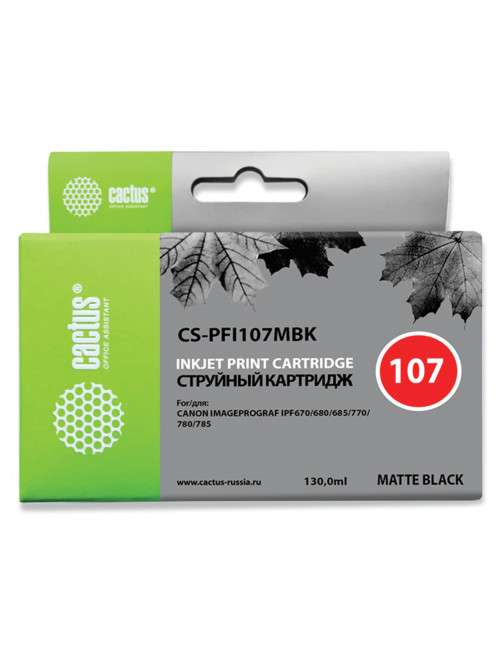 Картридж струйный CACTUS (CS-PFI107MBK) для CANON PF680/685/780/785, матовый черный