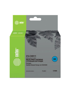 Картридж струйный CACTUS (CS-C4911) для плоттеров HP DesignJet 500/510/800, голубой