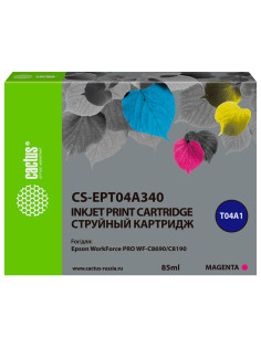 Картридж струйный CACTUS (CS-EPT04A340) для Epson WorkForce Pro WF-C8190 / WF-C8690, пурпурный, 85 мл