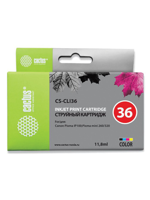 Картридж струйный CACTUS (CS-CLI36) для CANON PIXMA iP100, цветной