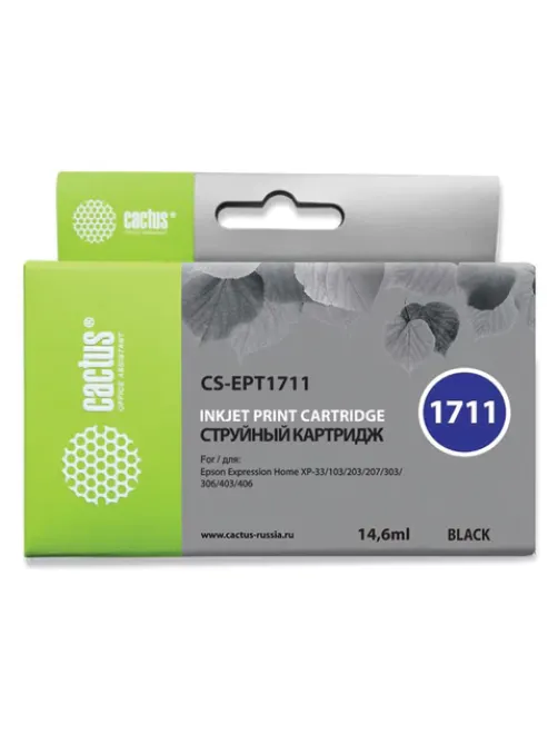 Картридж струйный CACTUS (CS-EPT1711) для EPSON Expression Home XP-33/103/203/207/303, черный