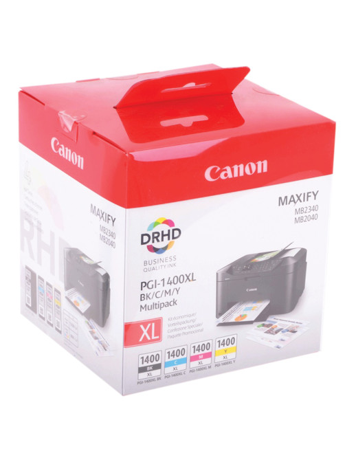 Картридж струйный CANON (PGI-1400XL BK/C/M/Y) МВ2040/МВ2340, КОМПЛЕКТ, оригинальный, 4 цвета, ресурс 1200 страниц, 9185B004