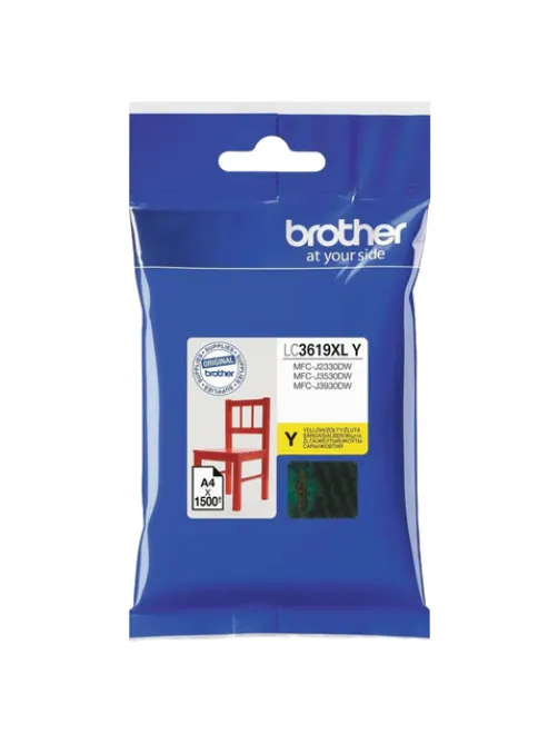 Картридж струйный BROTHER (LC3619XLY) для MFC-J3530DW/J3930DW, желтый, оригинальный, ресурс 1500 страниц