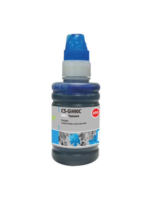 Чернила CACTUS (CS-GI490C) для СНПЧ CANON Pixma G1400/G2400/G3400, голубые, 0,1 л