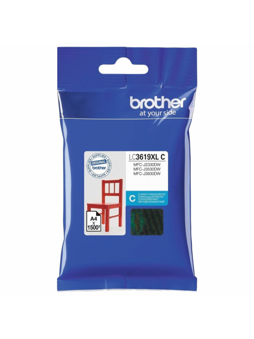 Картридж струйный BROTHER (LC3619XLC) для MFC-J3530DW/J3930DW, голубой, оригинальный, ресурс 1500 страниц