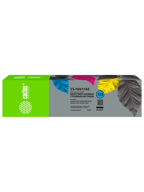 Картридж струйный CACTUS (CS-F6V17AE) для HP Deskjet 2130/2134/2630/3637/3638/3630/3639, черный