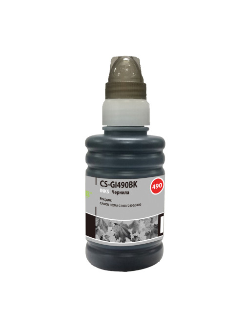 Чернила CACTUS (CS-GI490BK) для СНПЧ CANON Pixma G1400/G2400/G3400, черные, 0,1 л