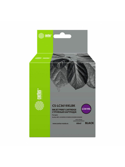 Картридж струйный CACTUS (CS-LC3619XLBK) для Brother MFC-J2330DW/J3530DW/J3930DW, черный, ресурс 3000 страниц